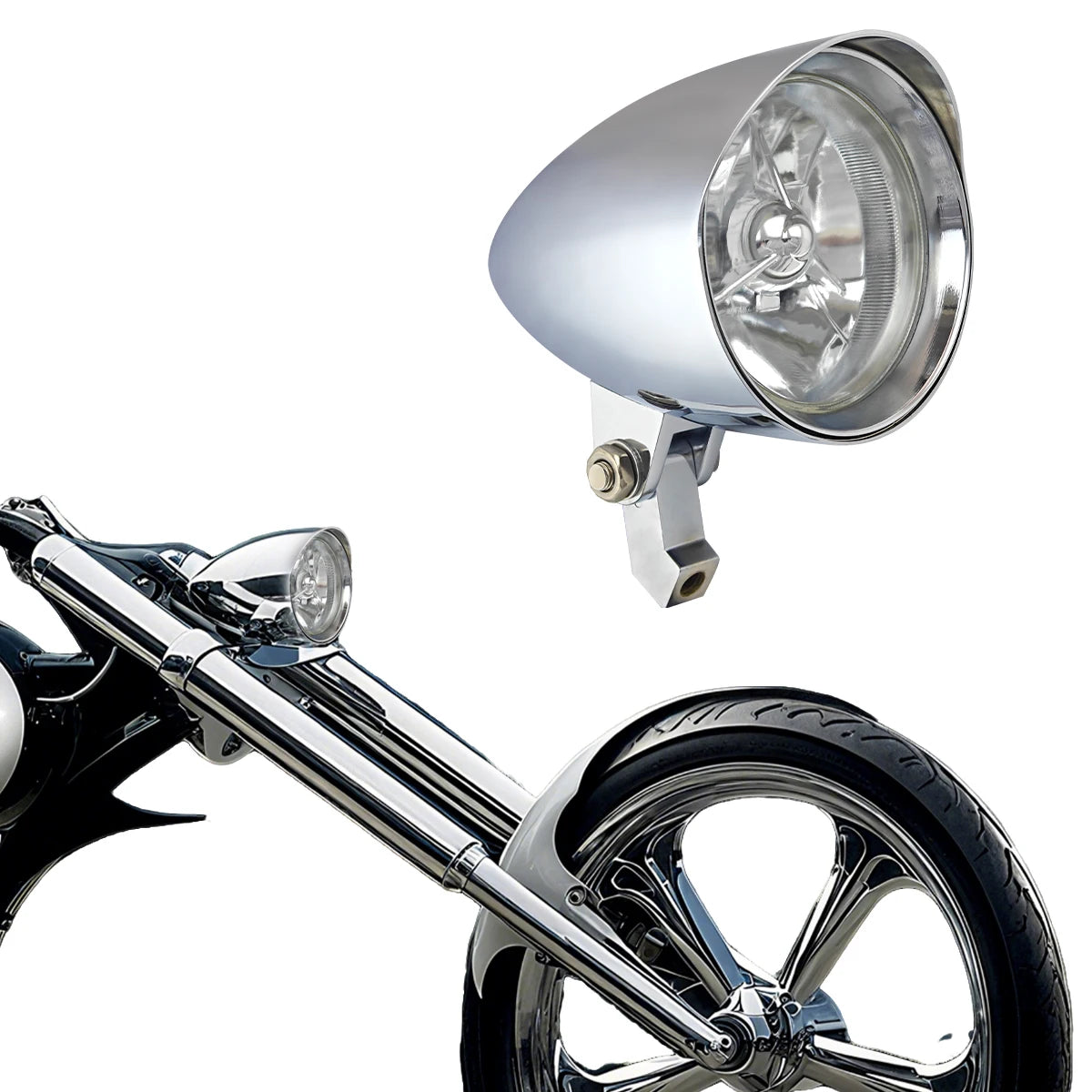 Phare moto visor 4,5 pouces à ampoule H4 ou LED pour chopper et bobber - vue 9