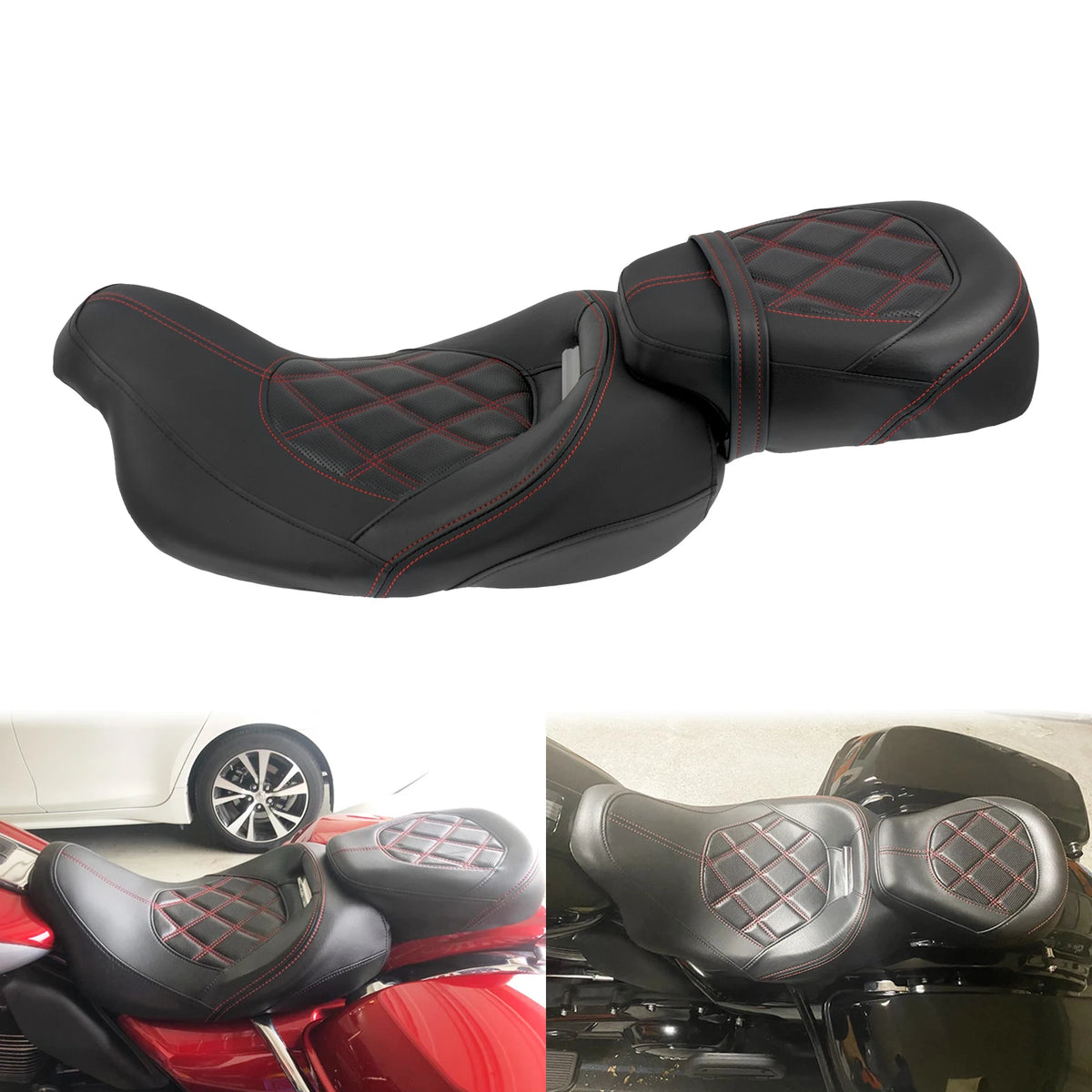 Selle biplace conducteur/passager pour Harley-Davidson Touring 2009-2024 – photo 8/11