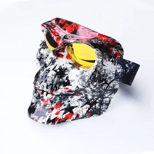 Masque décoratif tête de mort avec lunettes pour moto et déguisement - vue 5