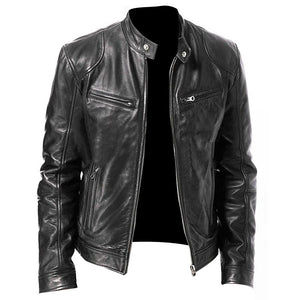 Blouson moto homme noir en simili cuir avec protections - vue 2