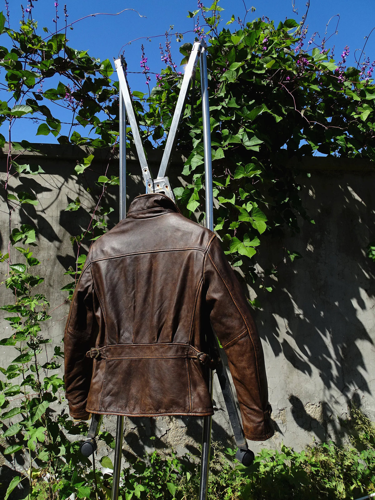 Blouson moto en cuir noir - vue - vue 5
