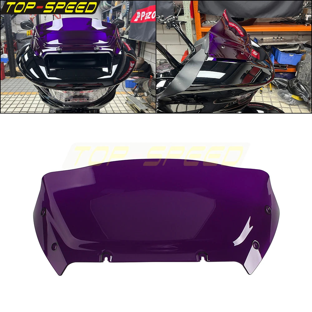 Pare-brise fendu bleu pour Harley Road Glide - vue 14
