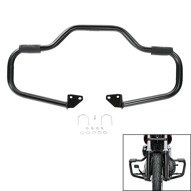 Barre de protection moteur noire sur Harley Dyna - vue 6