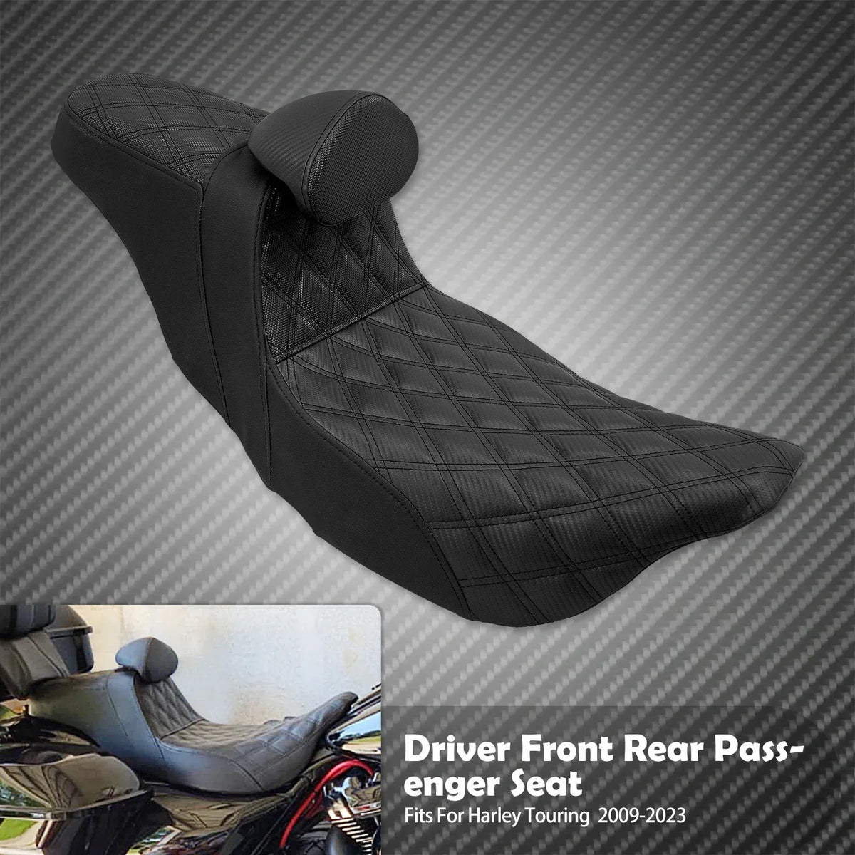 Selle Biplace avec Dossier Pilote Intégré - Harley-Davidson Touring Road King, Street Glide, Electra Glide 2009 et plus – photo 13/13