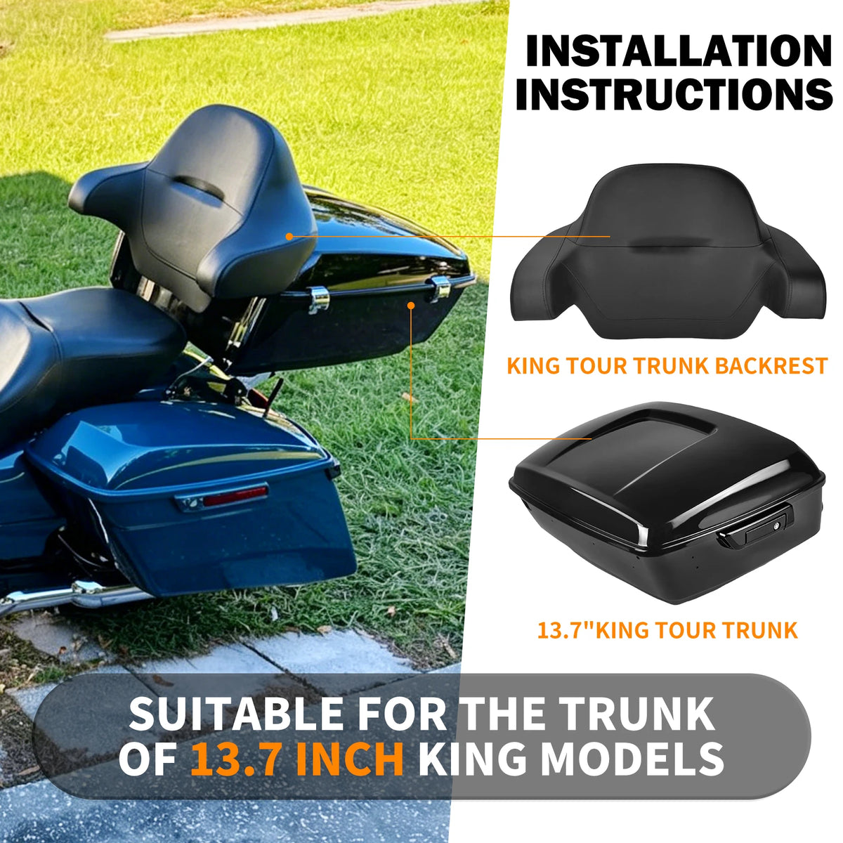 Dossier passager rembourré pour top case de Harley-Davidson Touring - vue 3