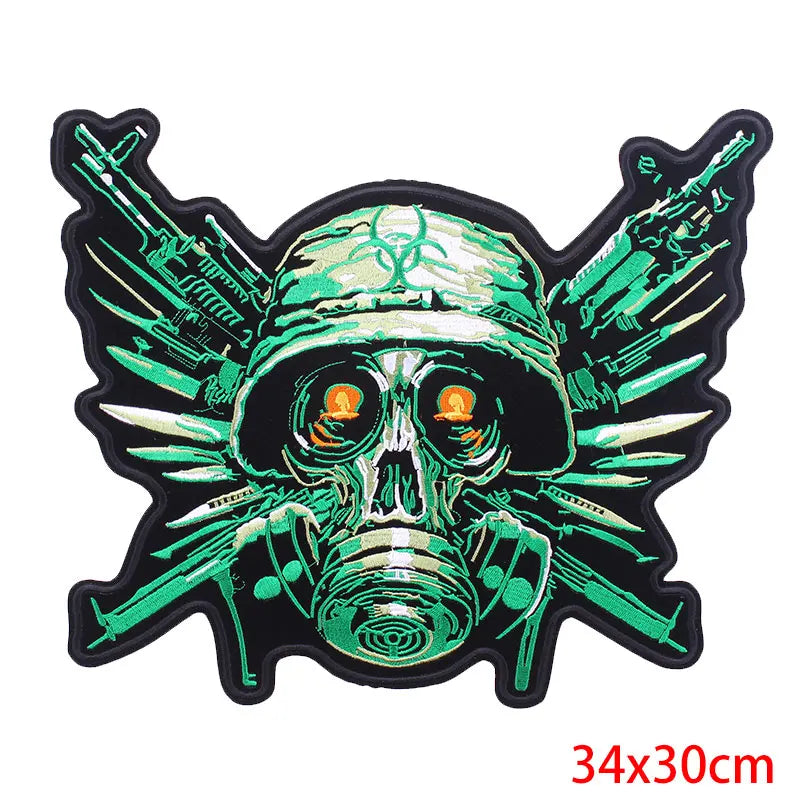 Écusson dorsal brodé biker punk crâne aigle - vue 18