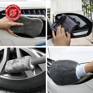 Kit de 9 Accessoires de Nettoyage Auto/Moto (Gants, Lingettes, Éponges, Brosses) – photo 3/7