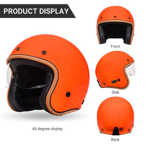 Casque moto jet rétro violet avec visière intégrée - vue 3