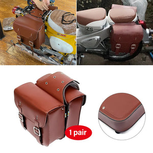 Sacoche cavalière marron pour moto - vue 6