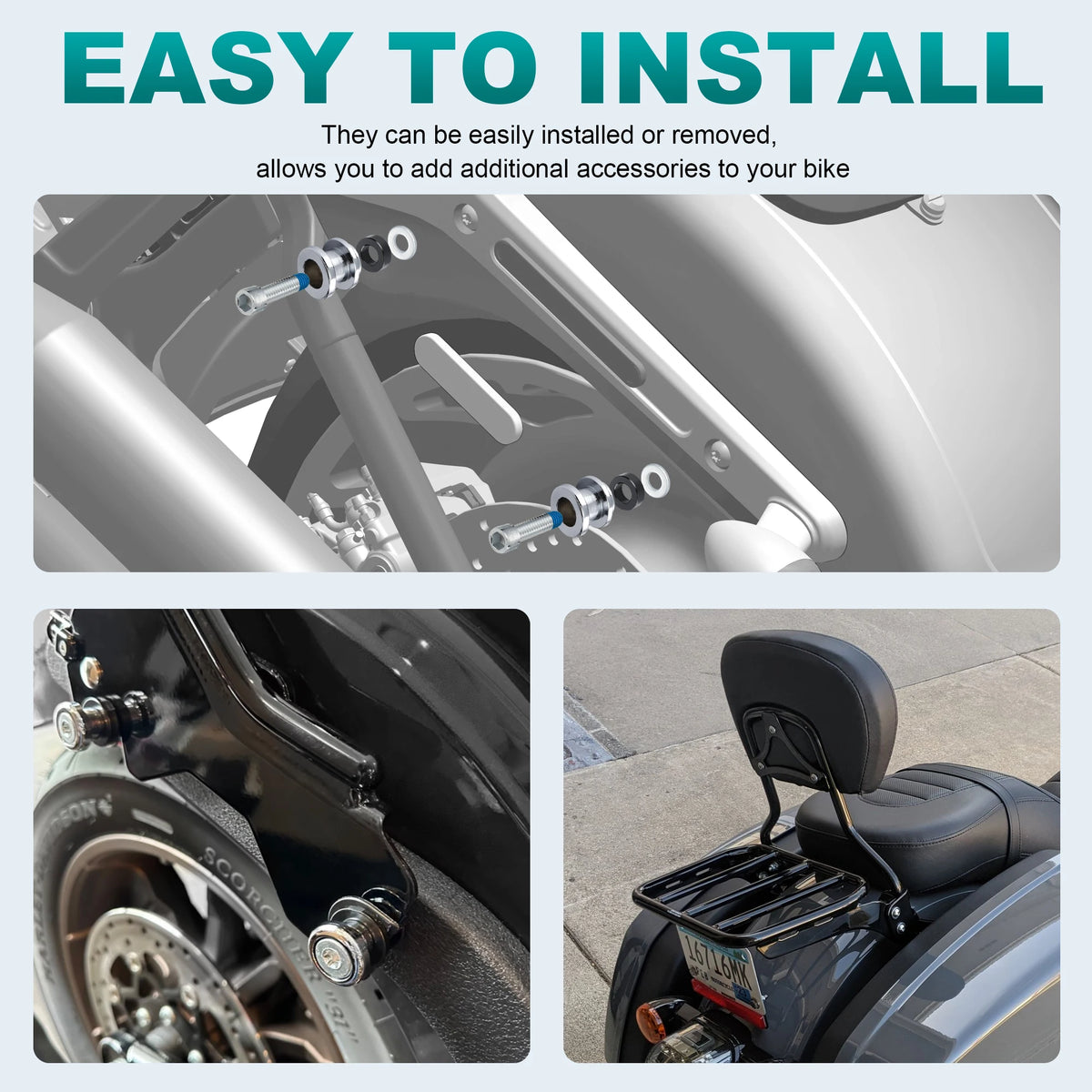 Kit de fixation amovible pour sissy-bar Harley Softail - vue 5