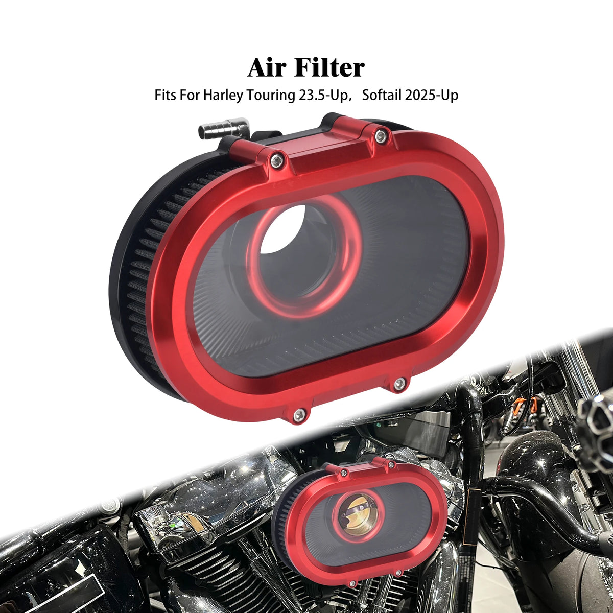 Filtre à Air avec Anneaux Décoratifs Interchangeables - Harley-Davidson Sportster, Dyna, Touring, Softail, Trike – photo 26/26