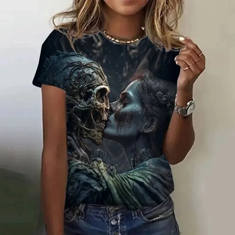 T-shirt Femme Crâne Rose Vintage Oversize - vue 8