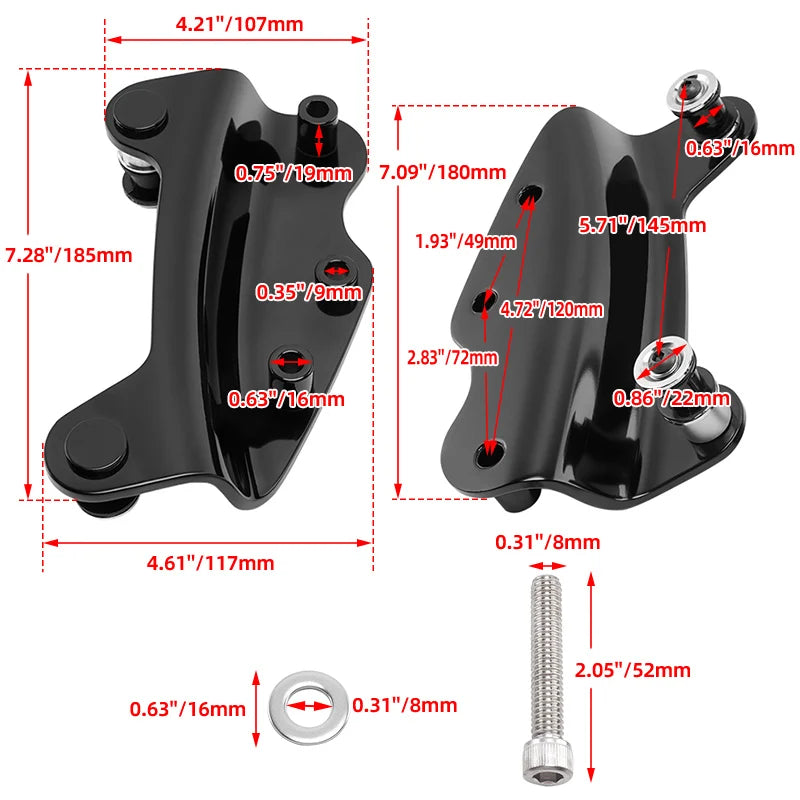 Kit de fixation amovible 4 points noir ou chrome pour Harley Touring - vue 5