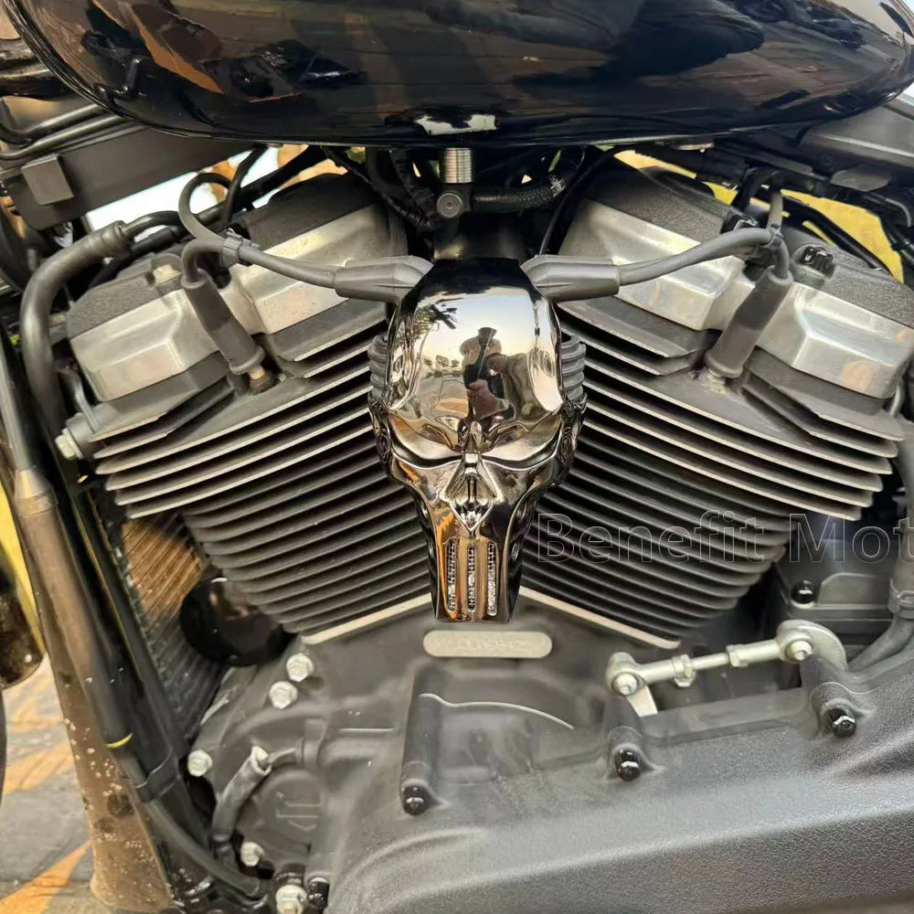 Cache latéral moteur design tête de mort (Coil Cover) - Harley-Davidson M8 117/121, Softail 2018 et plus – photo 4/8