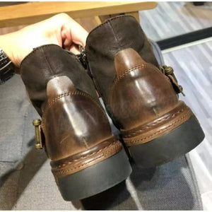 Bottes cuir motard bout rond - vue 3