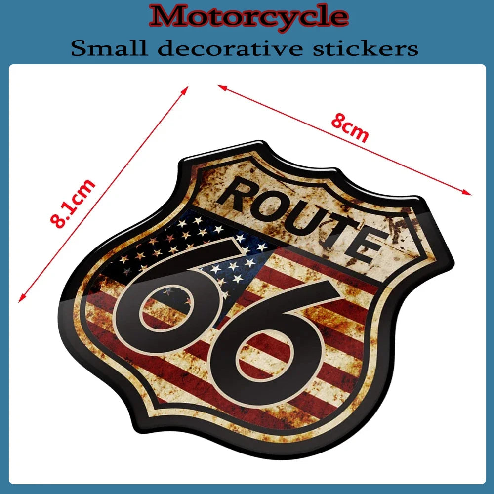 Autocollant 3D Route 66 sur réservoir de Harley Touring - vue 1