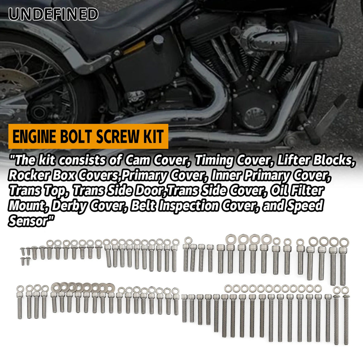 Kit de vis moteur inox pour Harley Softail Evolution - vue 1