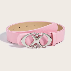 Ceinture unisexe boucle ovale métallique motif croix - vue 8