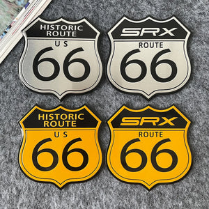 Emblème autocollant aluminium Route 66 sur carrosserie de moto - vue 6