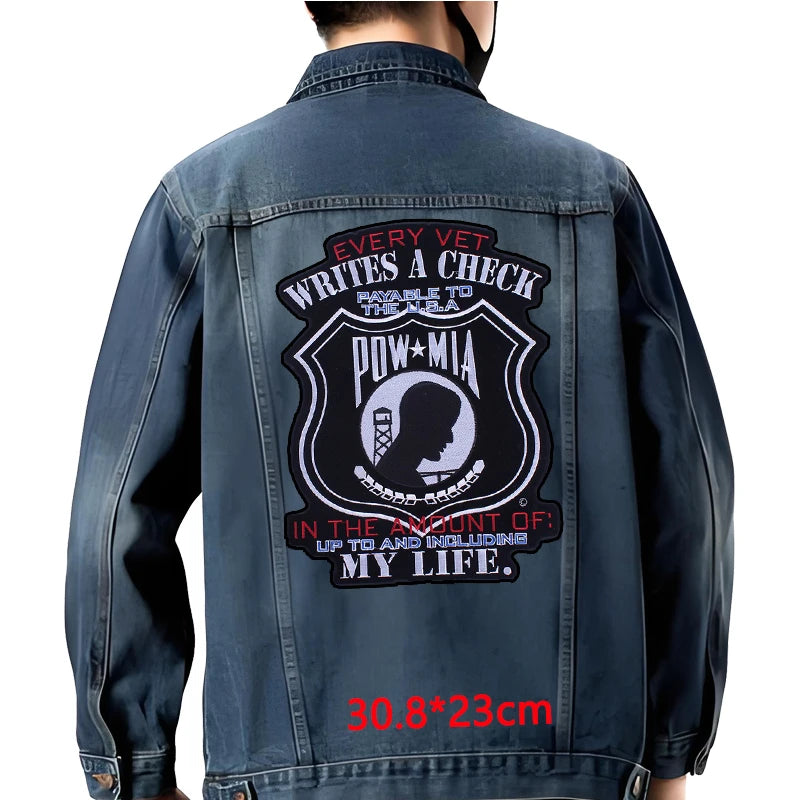 Grand écusson dorsal brodé style biker moto pour blouson - vue 8