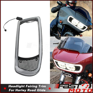 Cache de phare fumé avec feu diurne LED pour moto Harley-Davidson Road Glide - vue 1