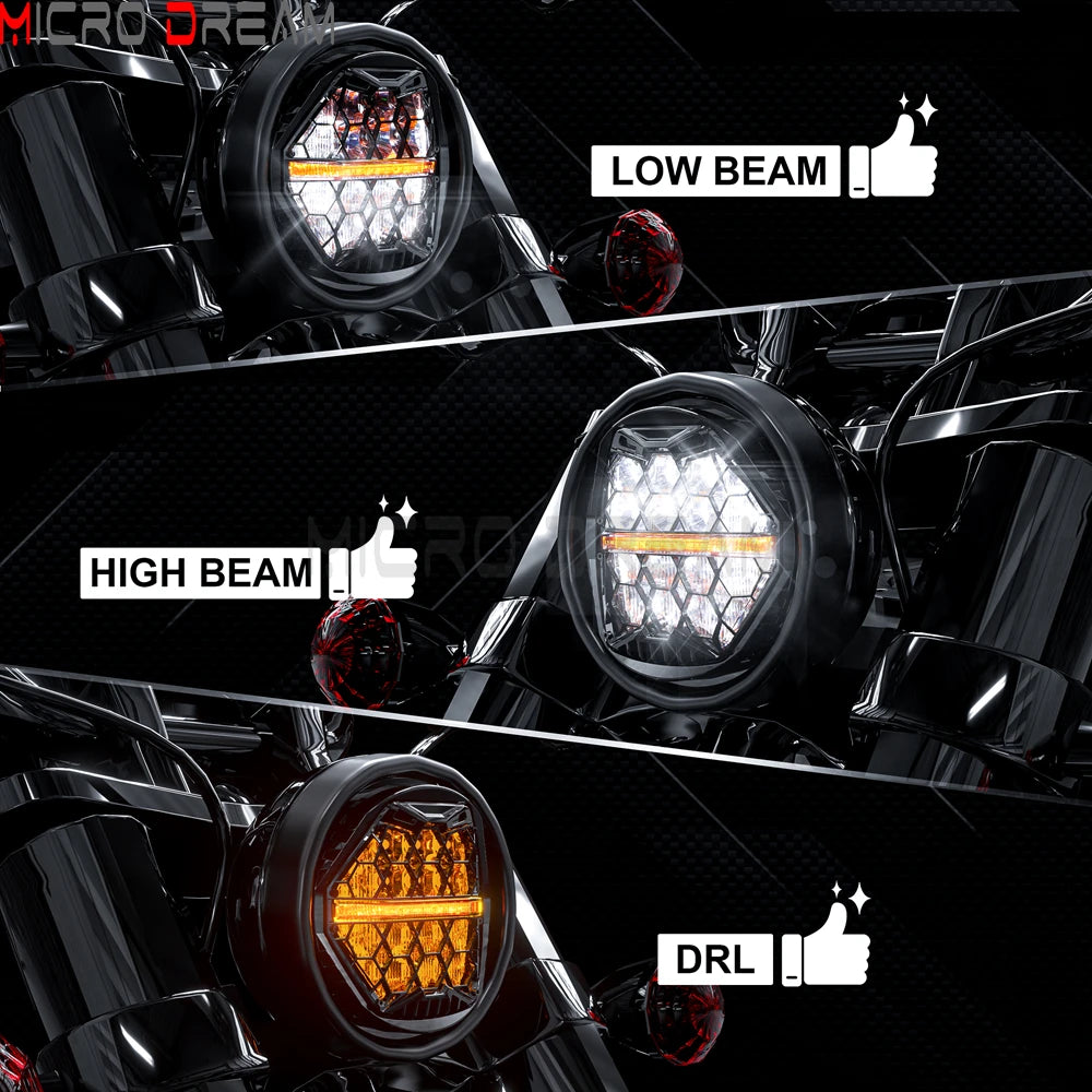 Phare LED 5,75 pouces pour Harley Dyna Softail Sportster - vue 6