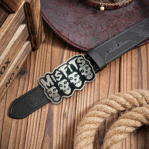 Ceinture simili cuir marron boucle tête fantôme - vue 3