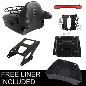 Malle top case noire avec dossier passager montée sur une Harley-Davidson Touring - vue 14