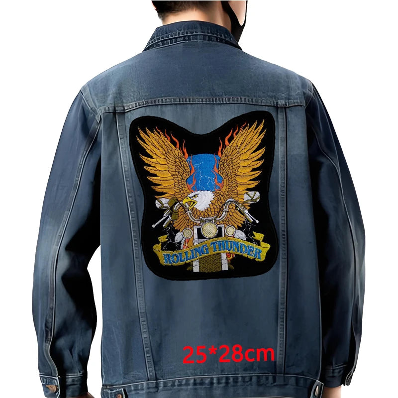 Grand écusson dorsal brodé style biker moto pour blouson - vue 35