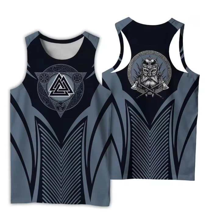 Débardeur homme noir imprimé motif viking - vue 15