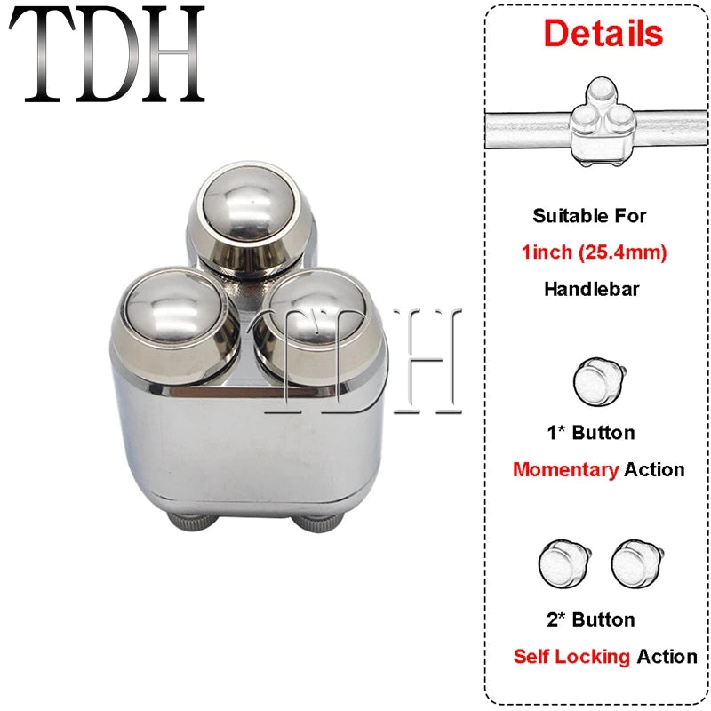 Commodo 2 ou 3 boutons pour Harley guidon 22/25 mm - vue 6
