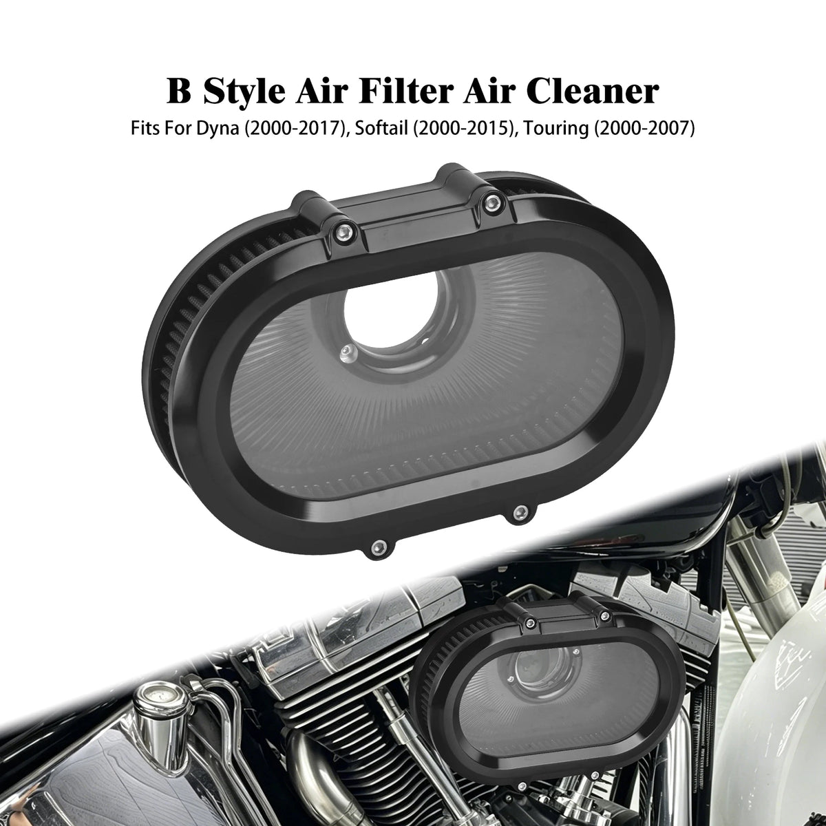 Filtre à Air avec Anneaux Décoratifs Interchangeables - Harley-Davidson Sportster, Dyna, Touring, Softail, Trike – photo 17/26