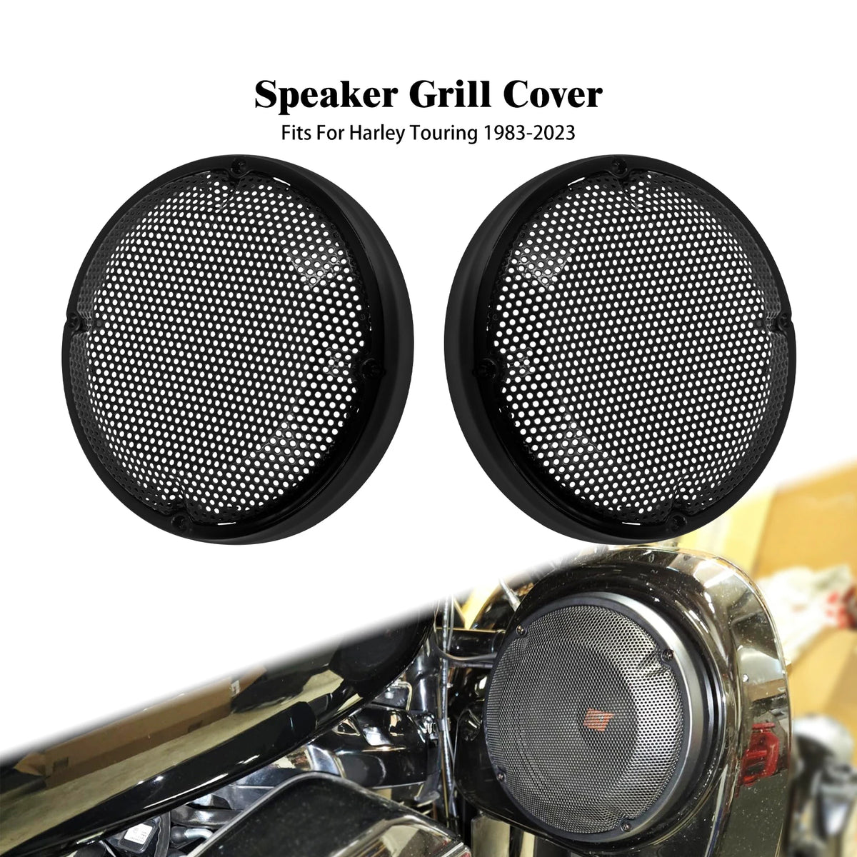 Grille chromée de protection haut-parleur pour carénage de Harley-Davidson Touring - vue 1
