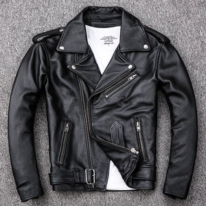 Blouson en cuir moto homme zip asymétrique - vue - vue 2