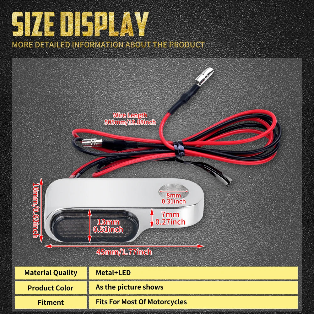 Clignotant LED Homologué E-Mark pour Guidon - Universel Harley-Davidson, BMW, Honda, Yamaha – photo 6/10