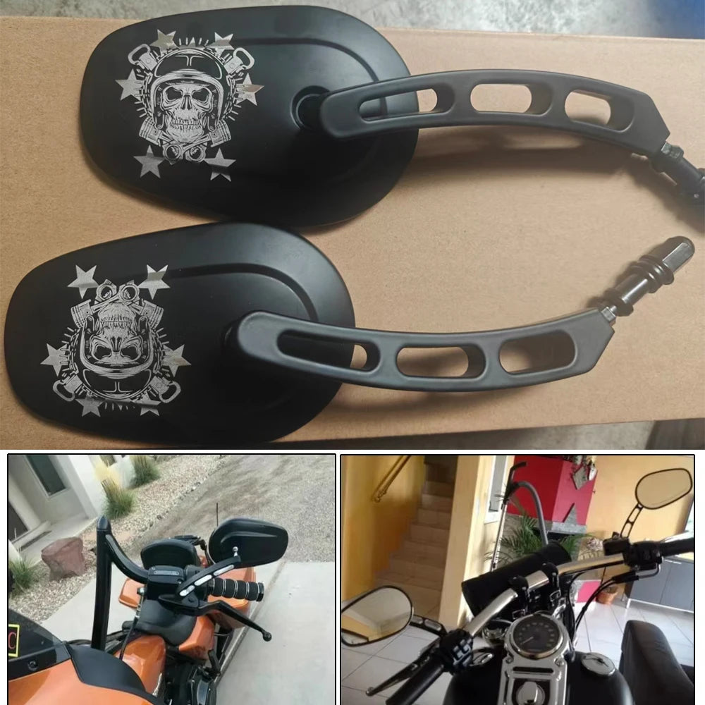 Rétroviseurs latéraux noir mat pour Harley Softail et Touring