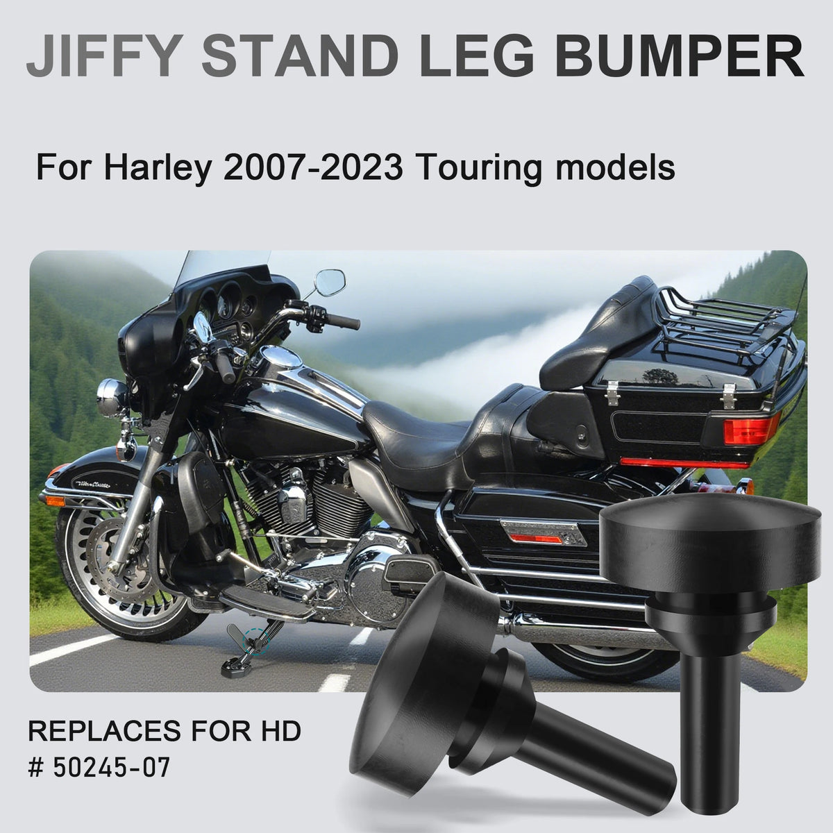 Ressort et tampon caoutchouc de béquille latérale pour Harley-Davidson Touring 2007-2023 – photo 2/6