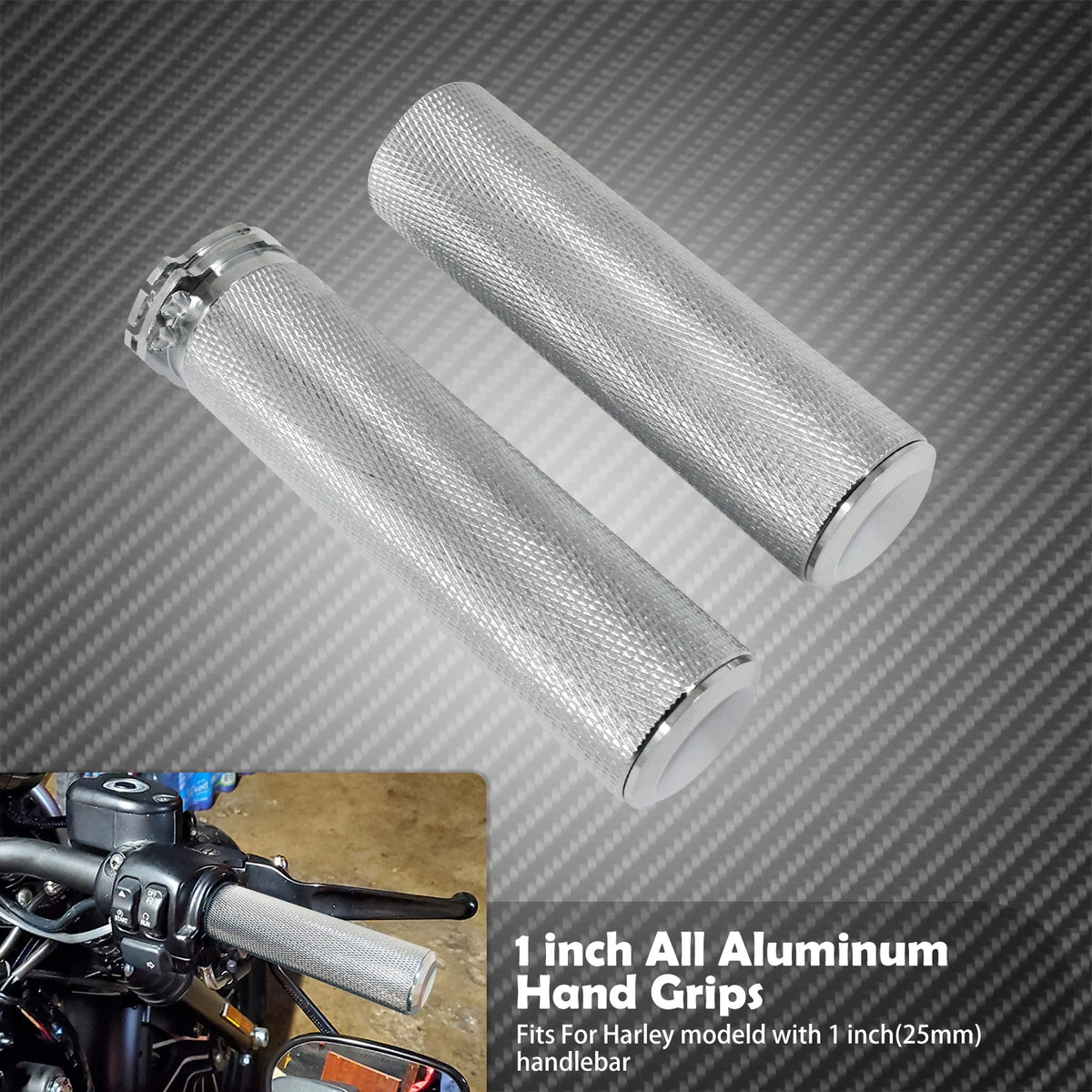 Poignées de guidon tout aluminium moletées pour Harley Sportster Touring - vue 8