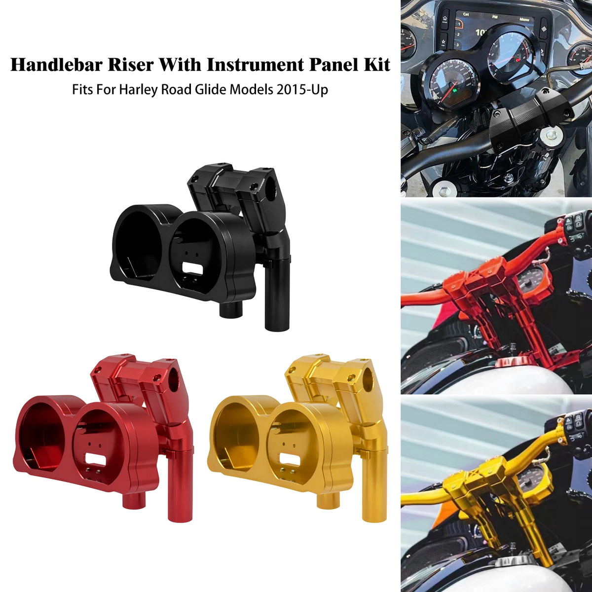 Risers avec support de compteurs pour Harley Road Glide - vue 1