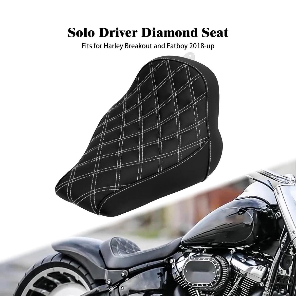 Selle solo pilote profil bas surpiqûres diamant pour Harley-Davidson Softail - vue 8
