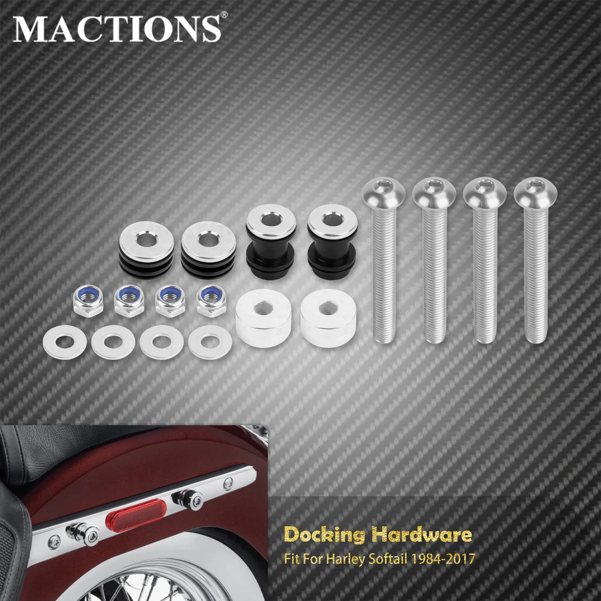 Kit de fixation (docking hardware) pour dossier passager démontable - Harley Softail Fat Boy, Breakout 1984-2017 – photo 1/7