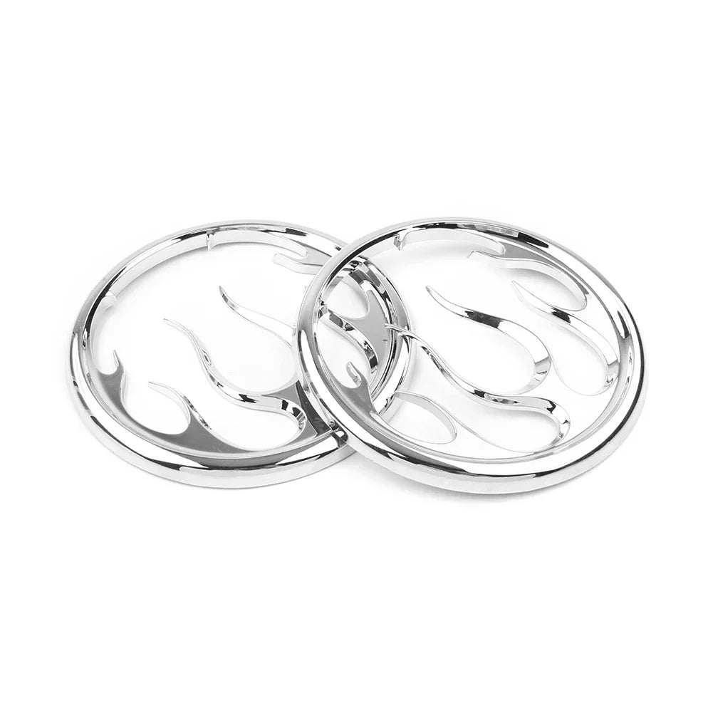 Caches de haut-parleurs chromés motif flammes pour Harley-Davidson Electra Glide, Street Glide et Trike - vue 2