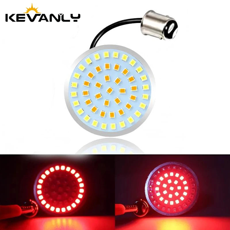 Ampoule clignotant LED type balle 1156/1157 bicolore blanc/ambre pour Harley Softail, Dyna, Sportster - vue 1