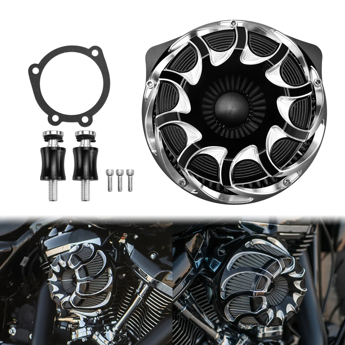 Filtre à Air CNC Admission Grand Débit - Harley-Davidson Sportster, Dyna, Softail, Touring (Multi-Modèles selon Année) – photo 27/31