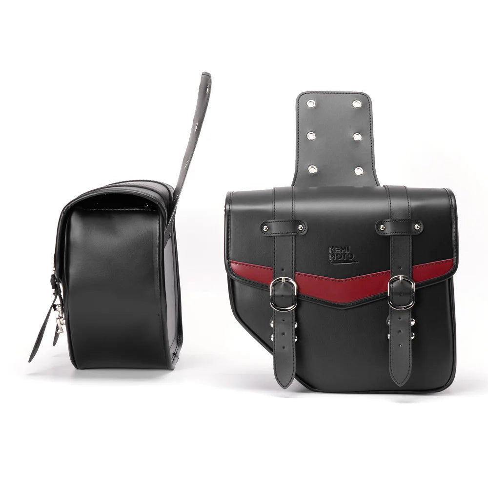 Sacoche Latérale Moto Universelle en PU Imperméable - Compatible Softail, Dyna, Touring, V-Star, Shadow - vue 3