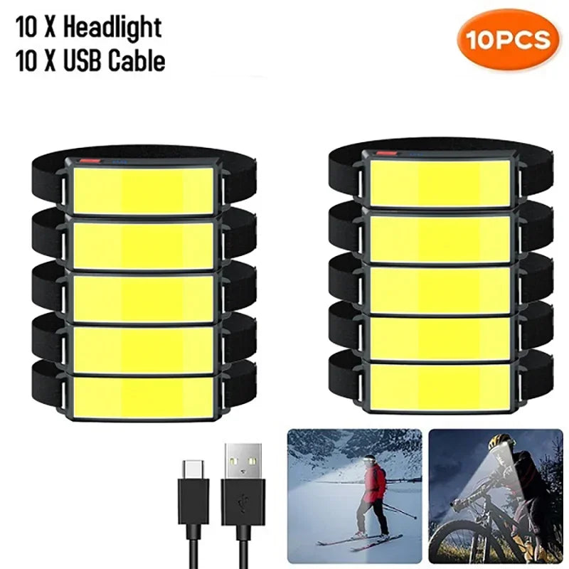 Lampe frontale LED COB puissante, rechargeable Type-C, batterie intégrée – photo 9/11