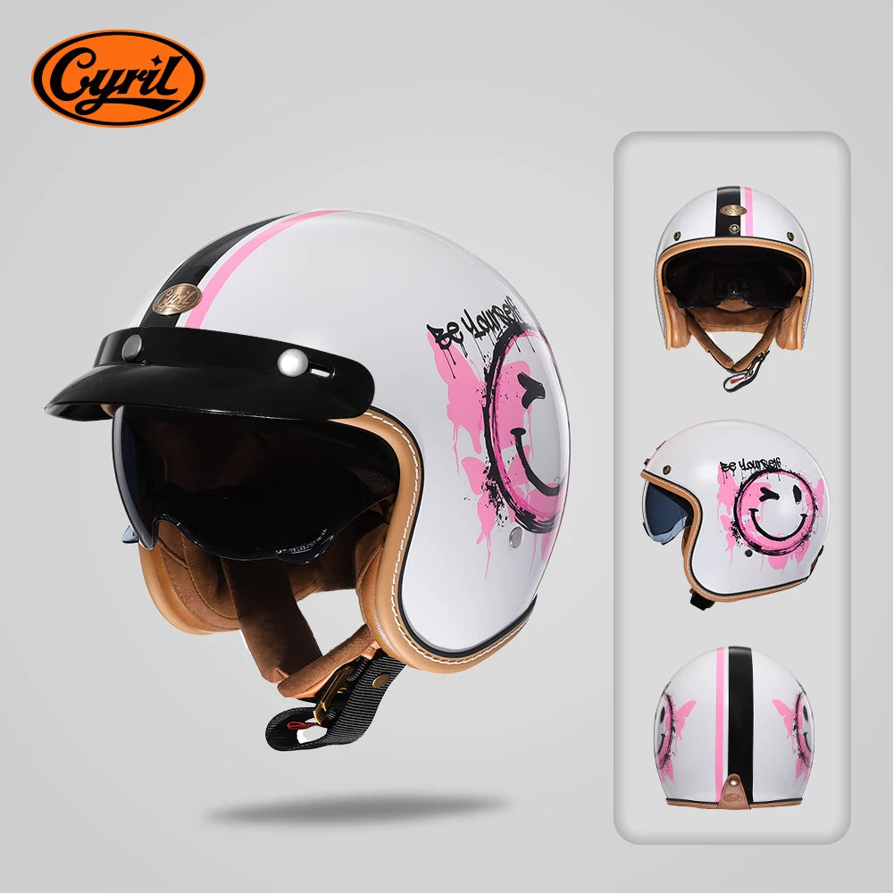 Casque moto jet rétro CYRIL B206 avec visière - vue 12