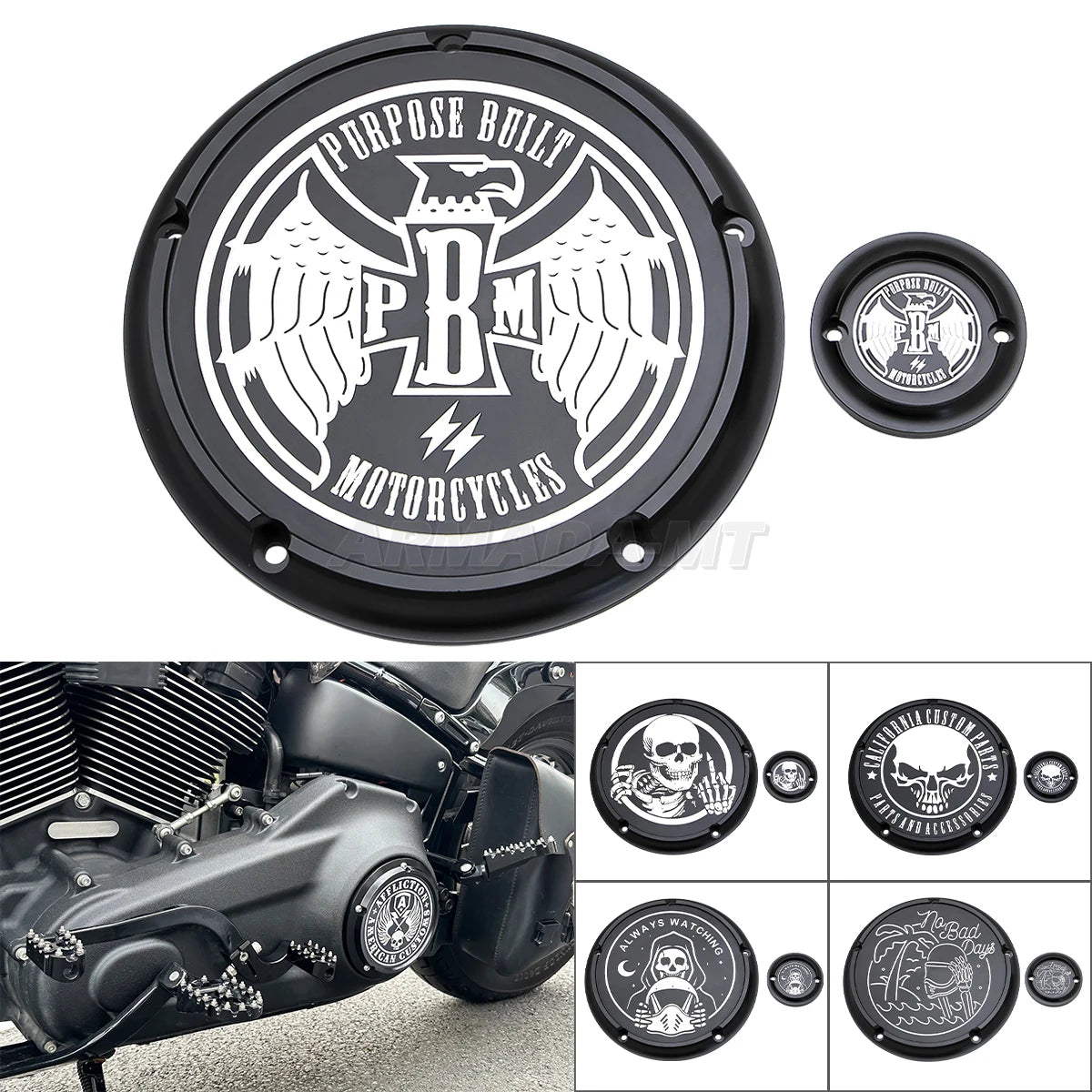Cache derby et cache de distribution pour Harley Touring - vue 1