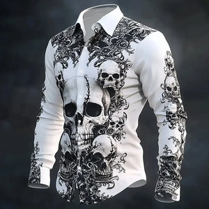 Chemise noire manches longues imprimé tête de mort - vue 1