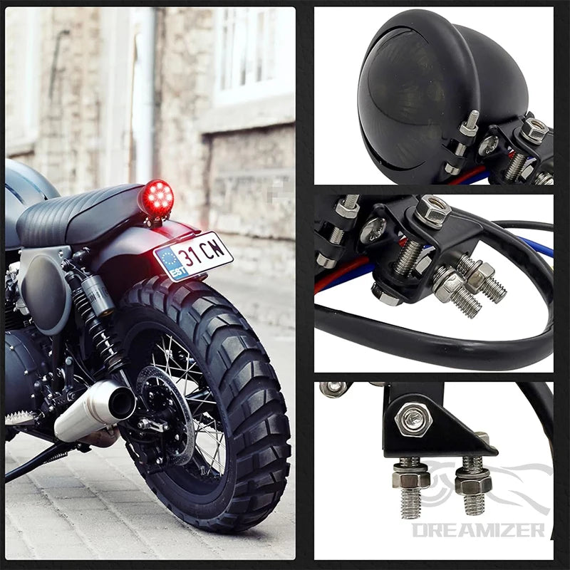 Petit feu arrière rond rétro pour Harley bobber chopper - vue 1